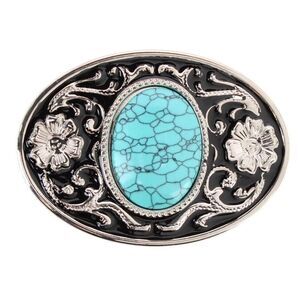 CTM Women's Ornate Floral Silver Belt Buckle